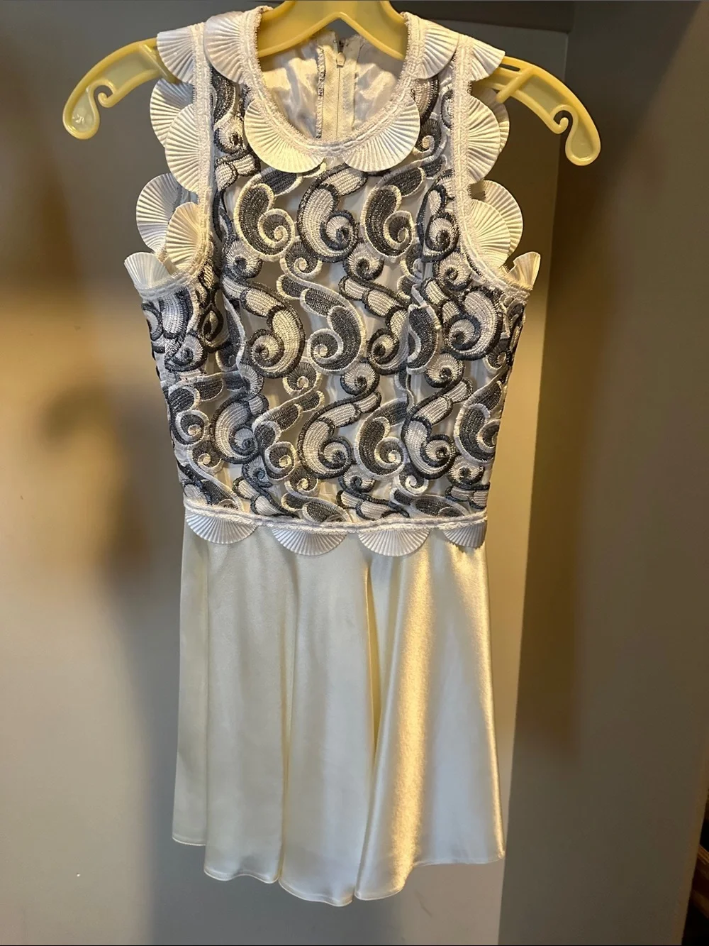 Girls White Dress with Silver Embroidered Bodice